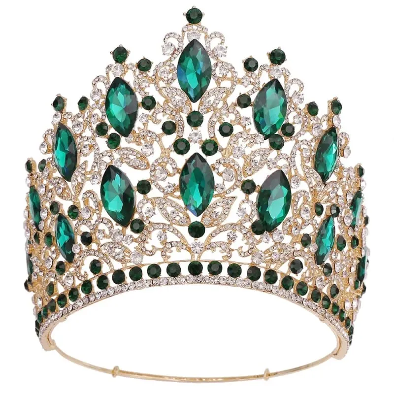 Luxury Royal Crown Tiara with Crystals and Filigree Designs