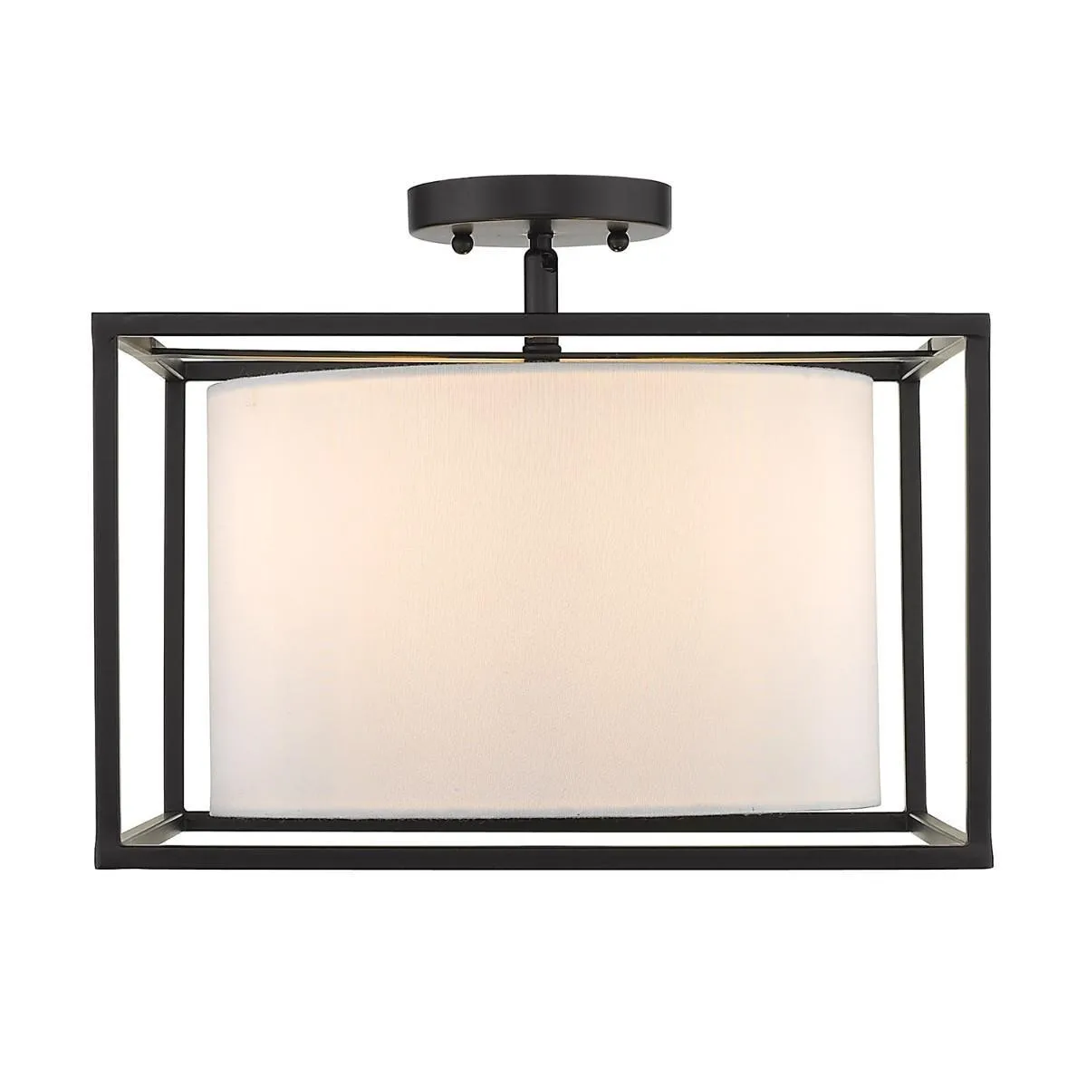 Manhattan 15 in 3 Lights Semi Flush Mount Light Black finish