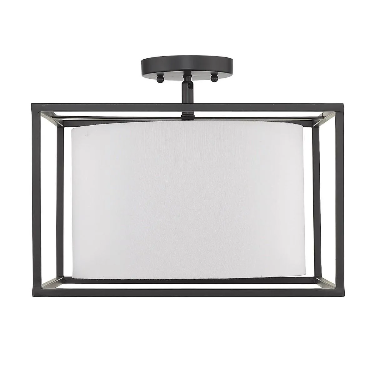 Manhattan 15 in 3 Lights Semi Flush Mount Light Black finish