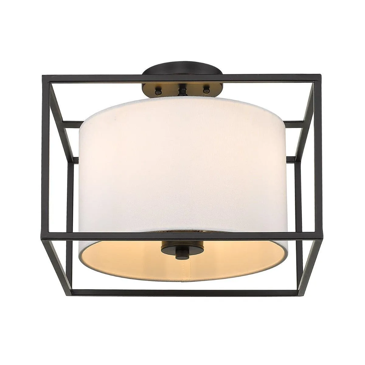 Manhattan 15 in 3 Lights Semi Flush Mount Light Black finish