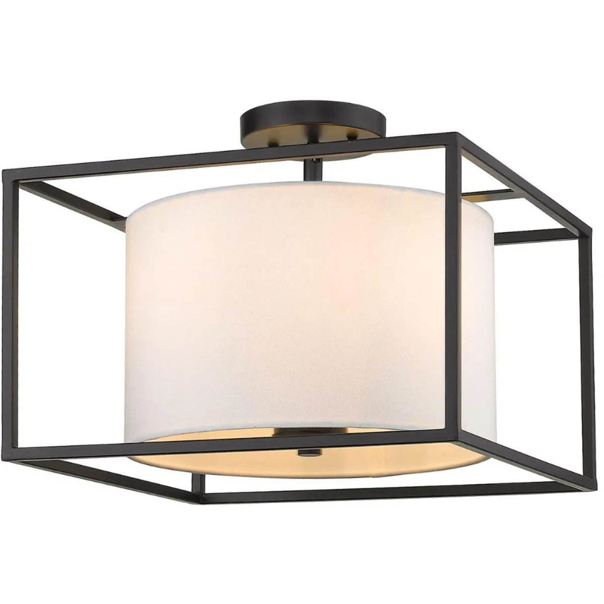 Manhattan 15 in 3 Lights Semi Flush Mount Light Black finish