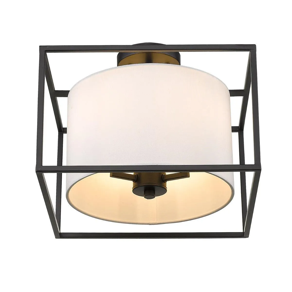 Manhattan 15 in 3 Lights Semi Flush Mount Light Black finish