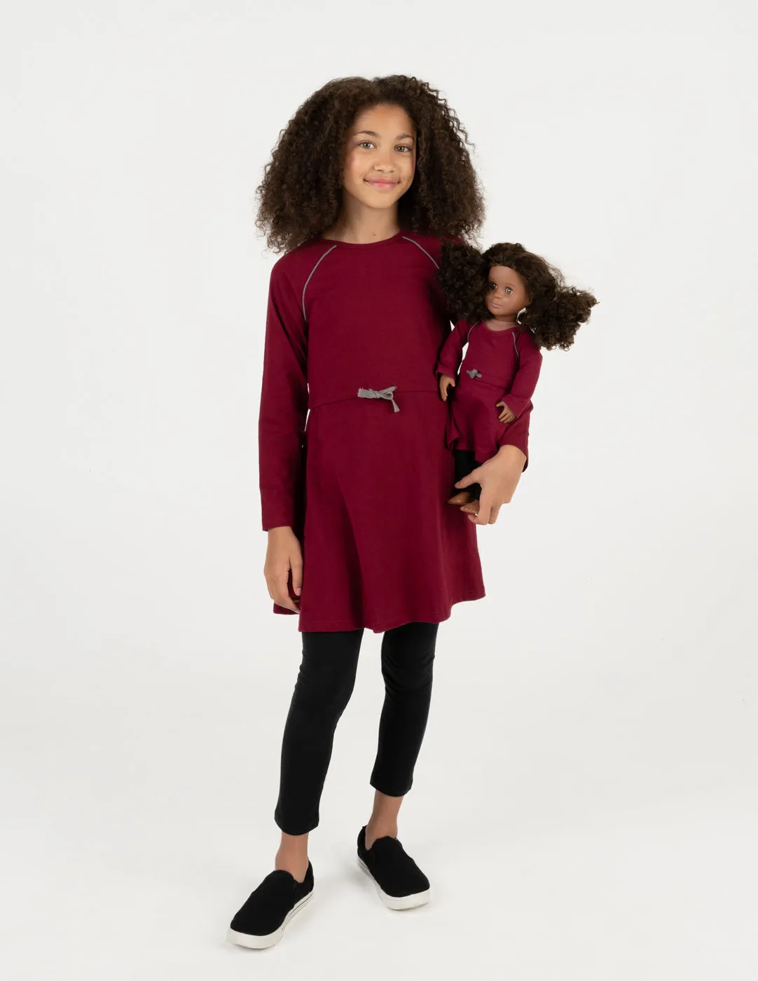 Matching Girl & Doll Drawstring Dress Neutrals