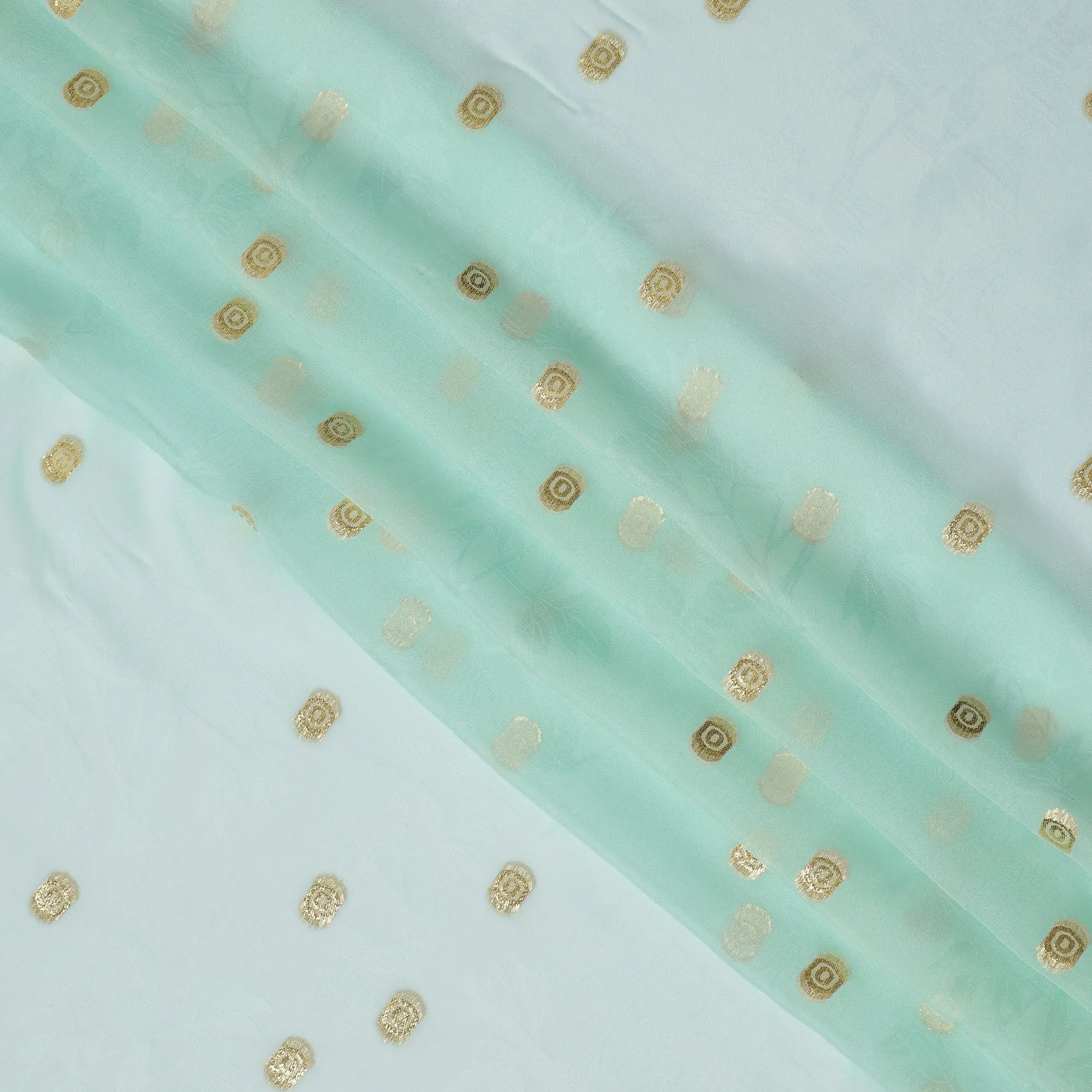 Mint Green Silk Chiffon Fabric with Metallic Lurex, 110 cm Width, Made in South Korea-D21142