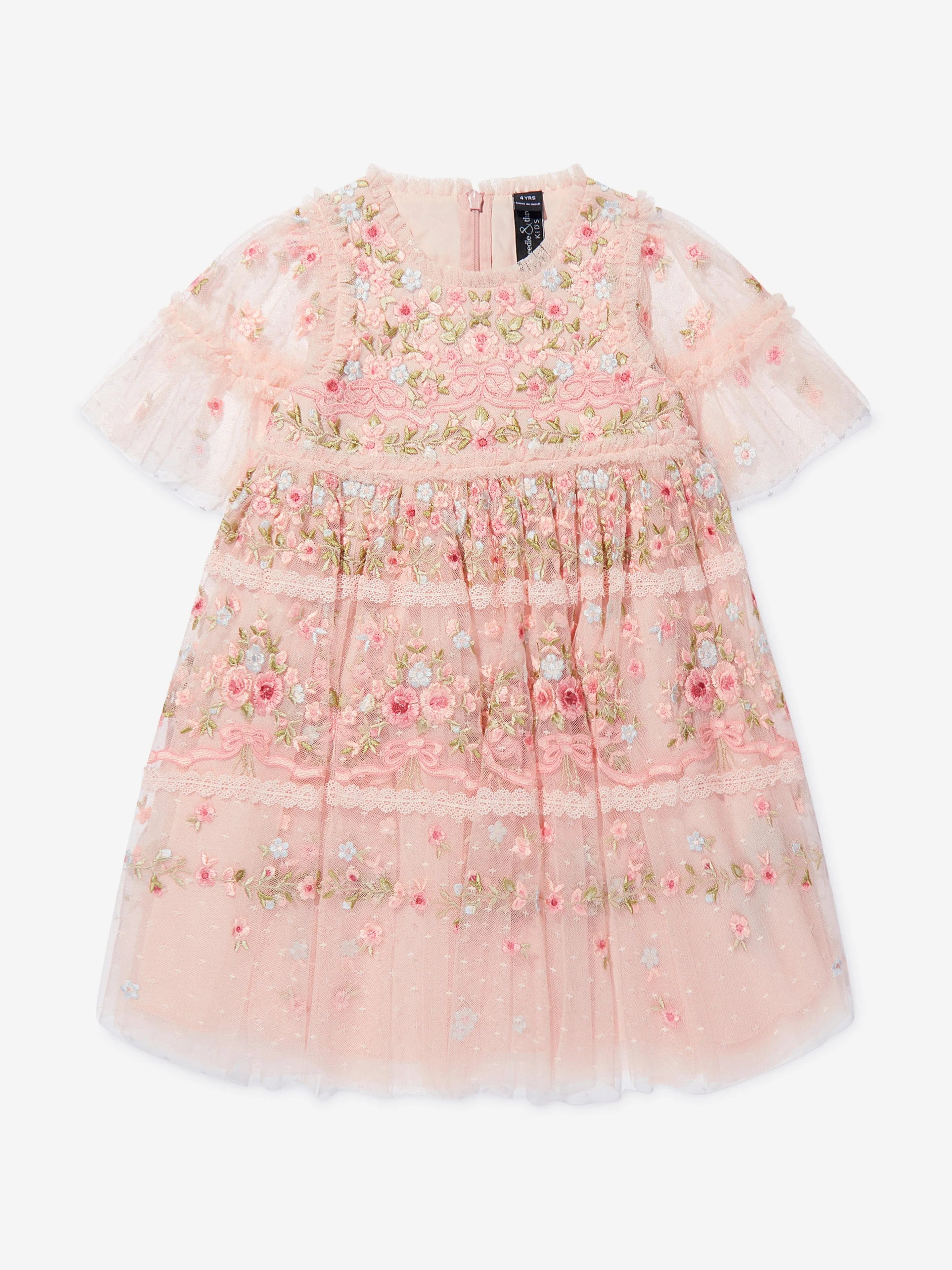 Needle & Thread Girls Ribbon Bouquet Dress In Pink