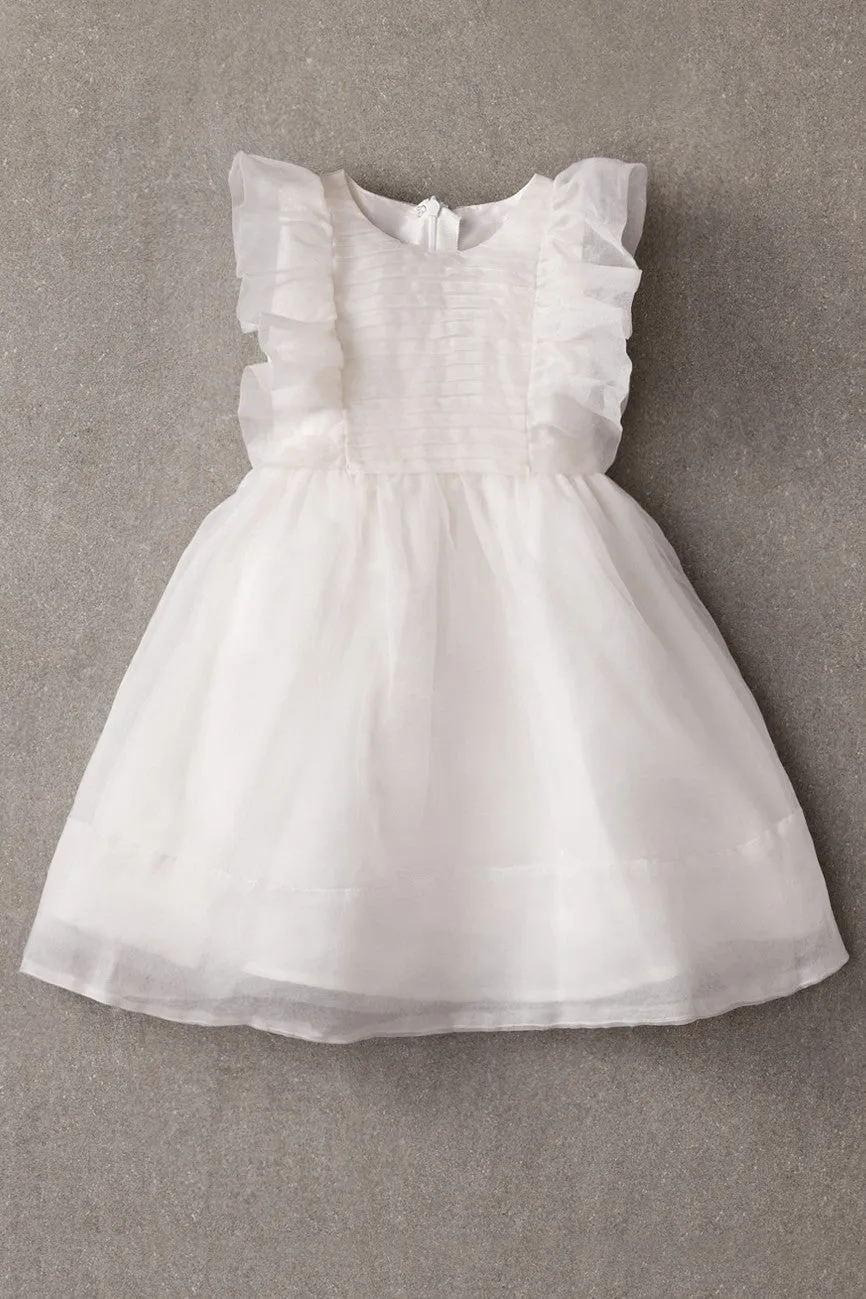 Nellystella Mae Silk Baby Girls Dress - Star White