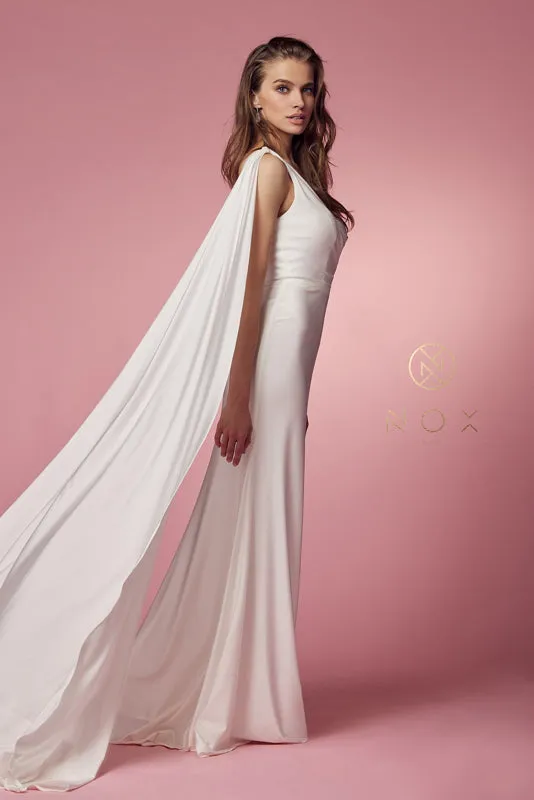 NOX ANABEL E475W One Shoulder Mermaid Bridal Dress