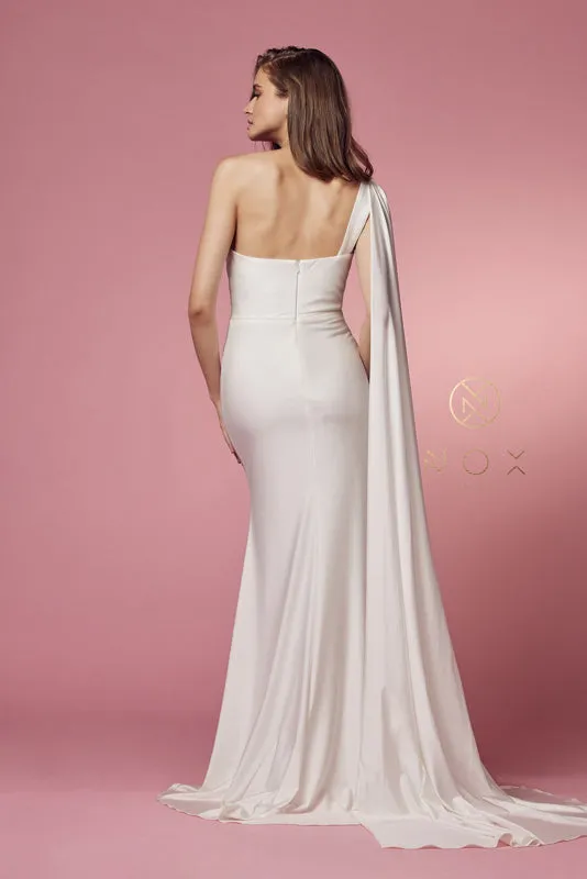 NOX ANABEL E475W One Shoulder Mermaid Bridal Dress