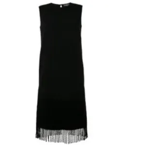 NWT SalvatoreFerragamo Black Knit Fringe Trim Dress