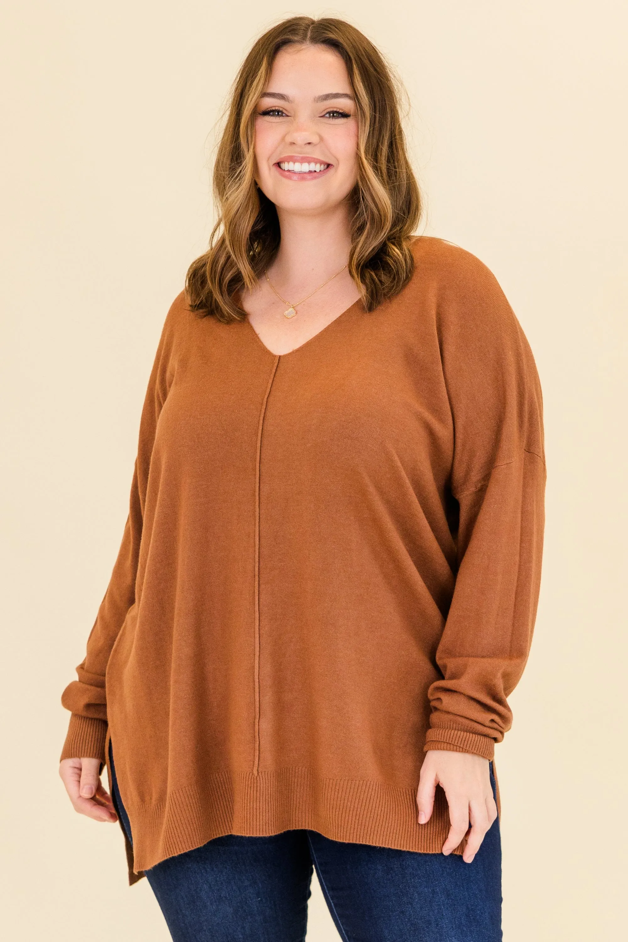 Perfect For Outside Sweater, Heather Deep Camel