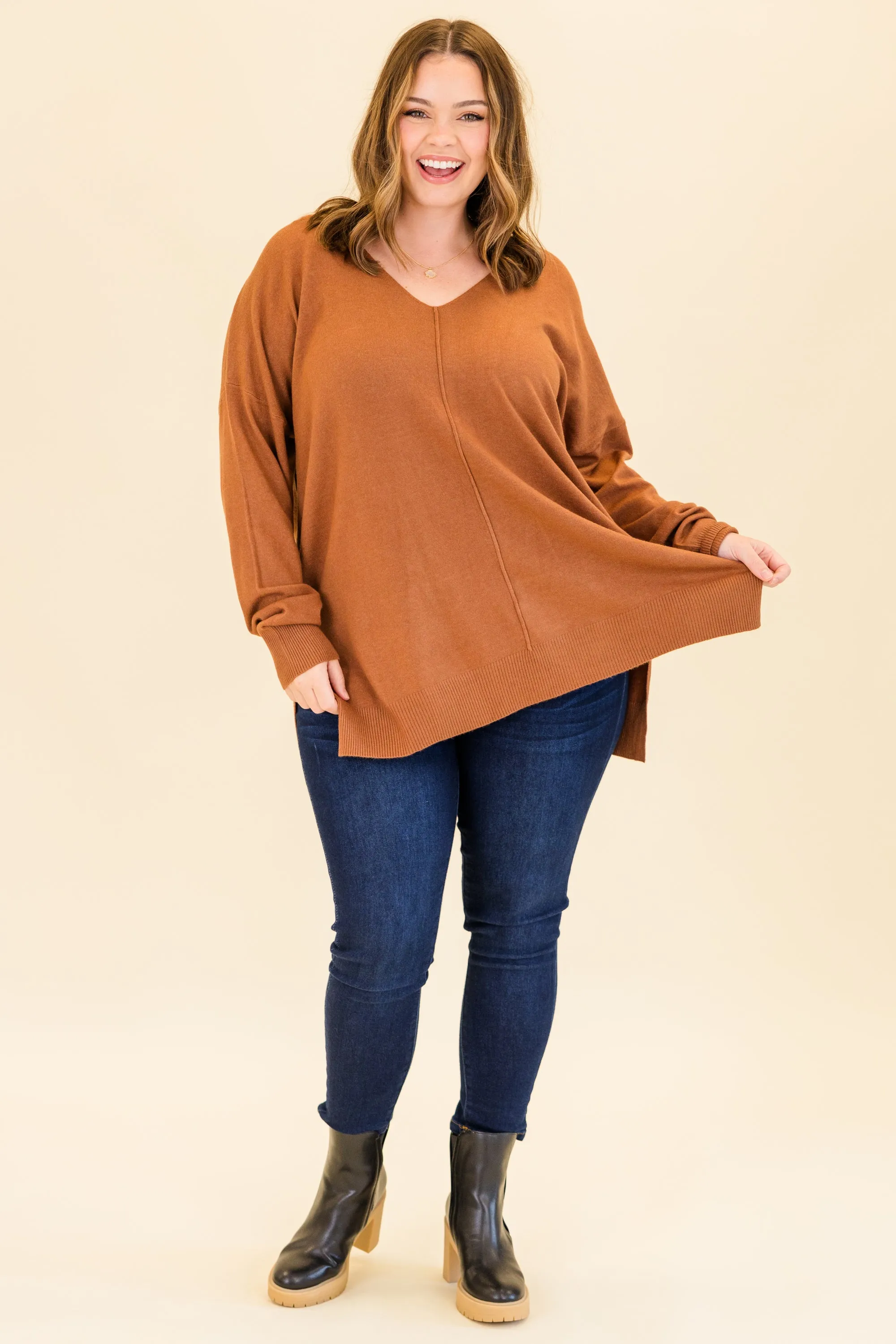 Perfect For Outside Sweater, Heather Deep Camel