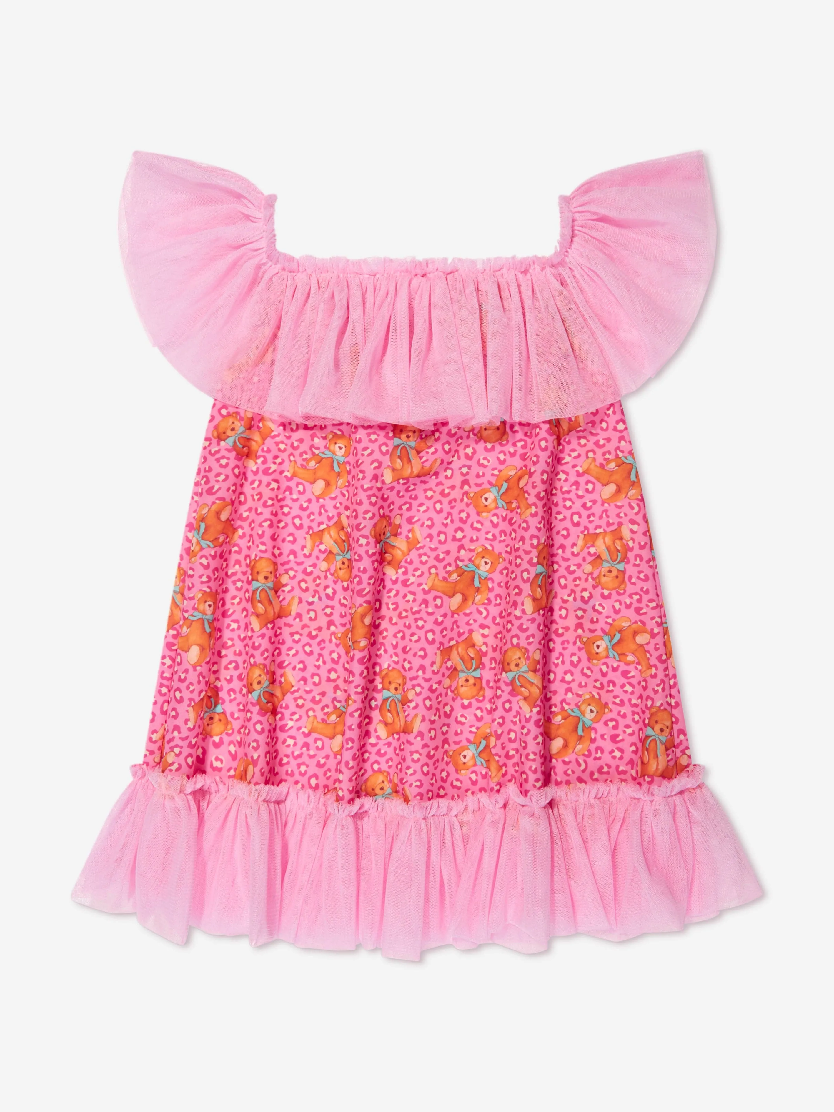 Selini Action Girls Teddy Bear Beach Dress in Pink