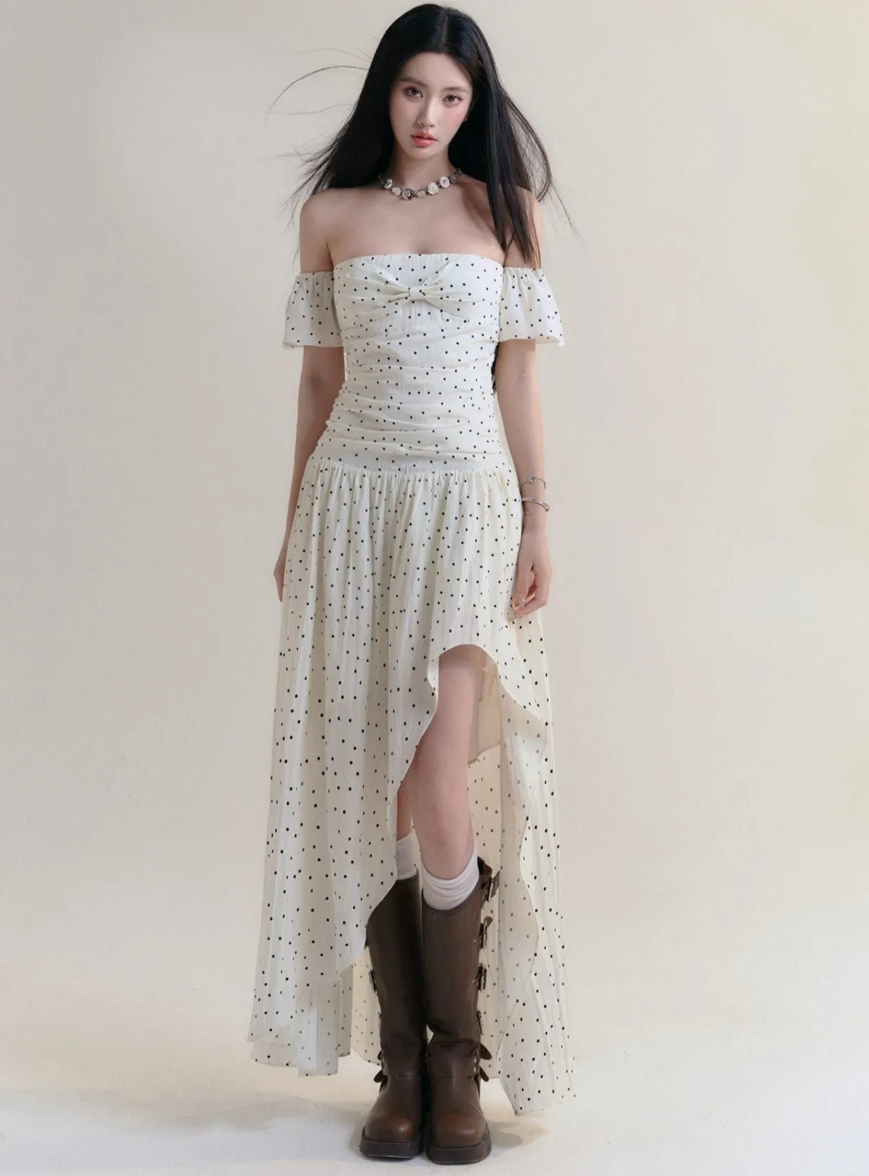 Starlit Soiree: Polka Dot Dream Maxi