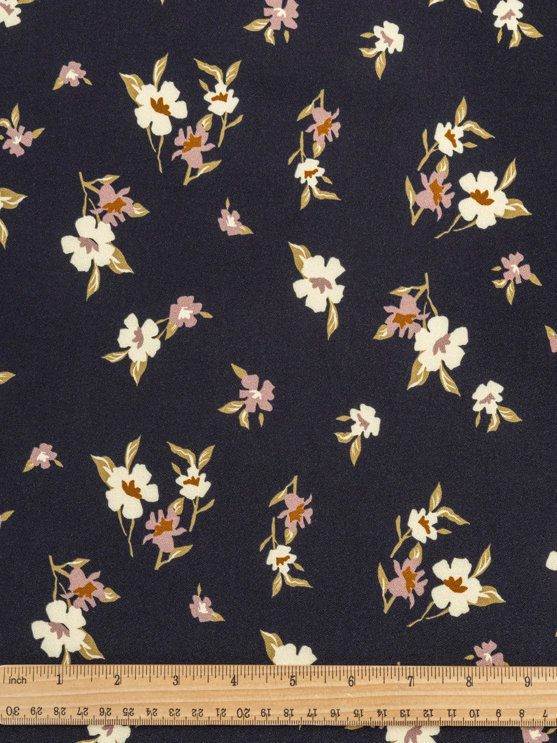 Timeless Floral Print EcoVero Viscose Crepe - Black   Cream   Rose   Green