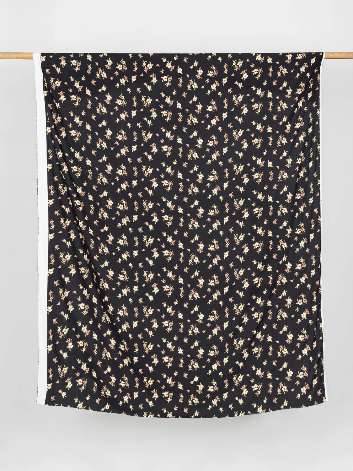 Timeless Floral Print EcoVero Viscose Crepe - Black   Cream   Rose   Green