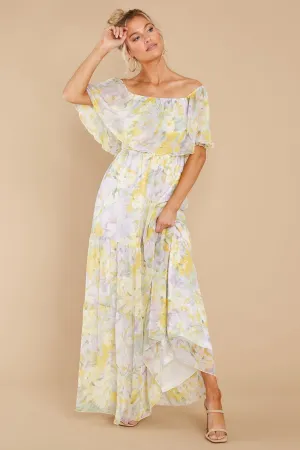 Washed Memories White And Yellow Floral Print Maxi Dress