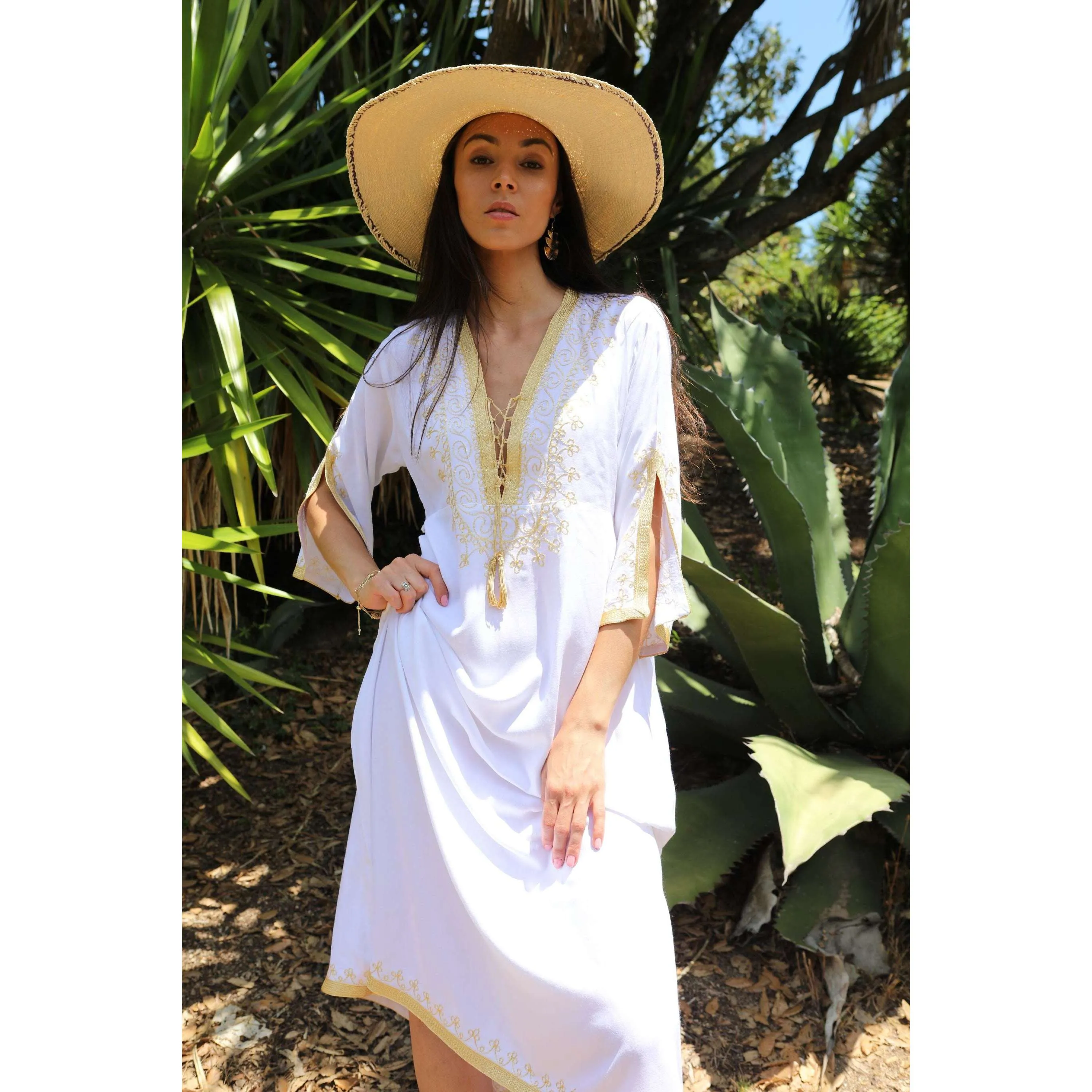 White Gold Caftan Kaftan Nadia Maxi Dress-moroccan kaftan