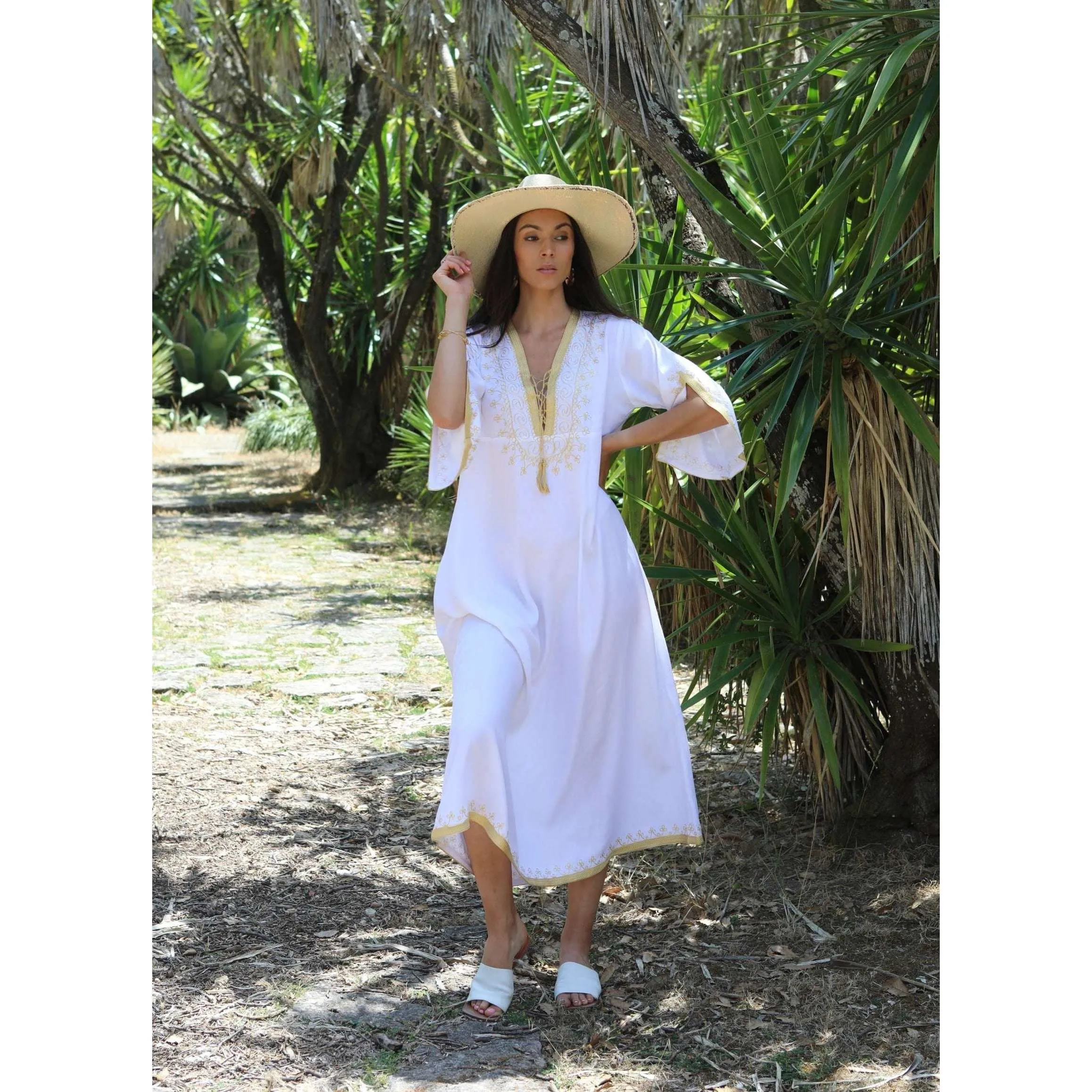 White Gold Caftan Kaftan Nadia Maxi Dress-moroccan kaftan